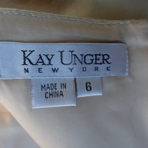 Kay Unger New York Skirt Suit Set SiLK Champagne Jewel Buttons Embroidered 6 - Picture 10 of 11